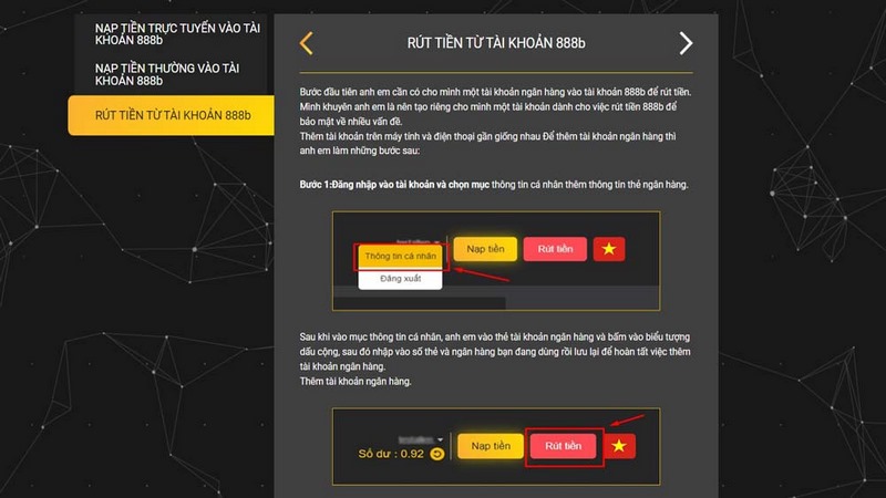 Các bước hướng dẫn chi tiết để rút tiền 888B một cách đơn giản