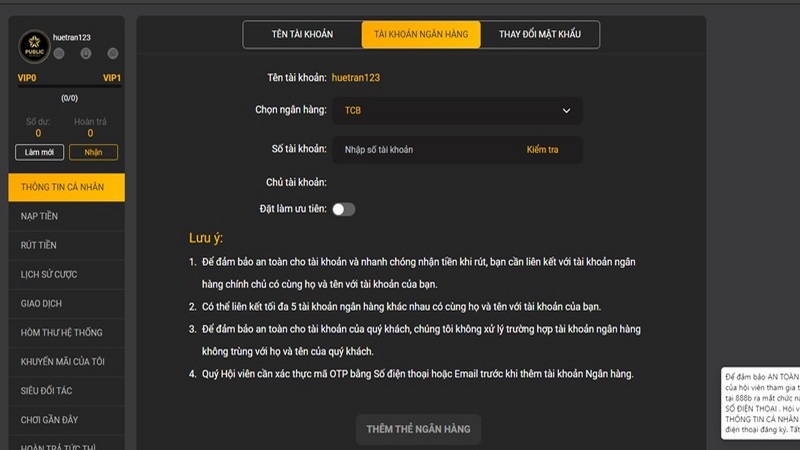Rút tiền qua tài khoản ngân hàng 888B là một hình thức giao dịch nhanh chóng